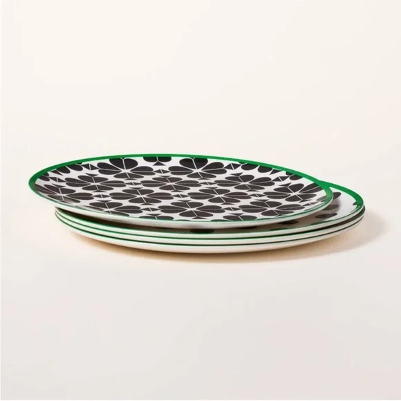 NEW kate spade x Target 4pc Melamine 10.5” Dinner Plates Set Black cream green - Picture 4 of 4